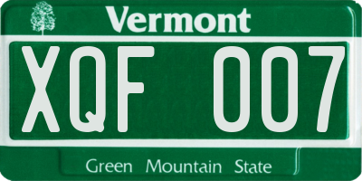 VT license plate XQF007