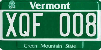 VT license plate XQF008
