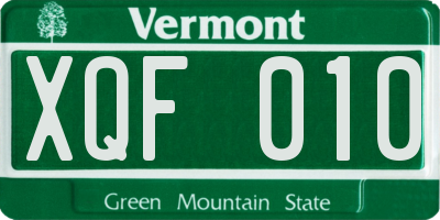 VT license plate XQF010