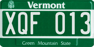 VT license plate XQF013