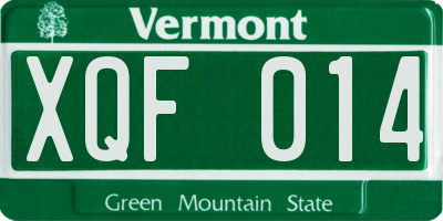 VT license plate XQF014