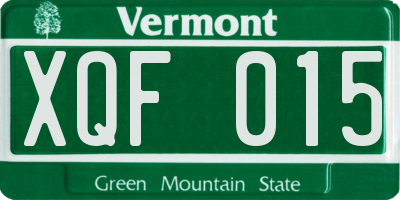 VT license plate XQF015