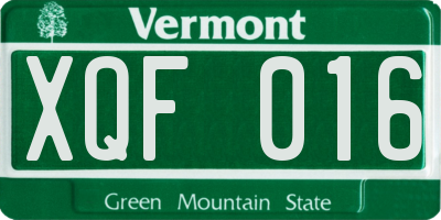 VT license plate XQF016