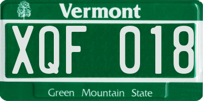VT license plate XQF018
