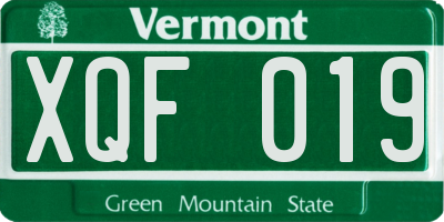 VT license plate XQF019