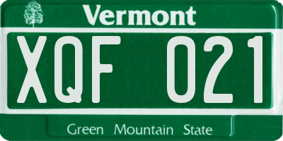 VT license plate XQF021