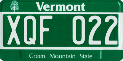 VT license plate XQF022