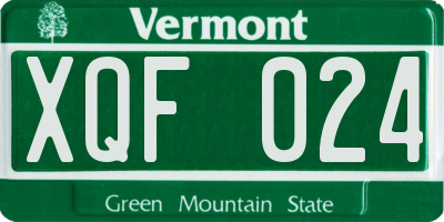VT license plate XQF024
