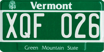 VT license plate XQF026