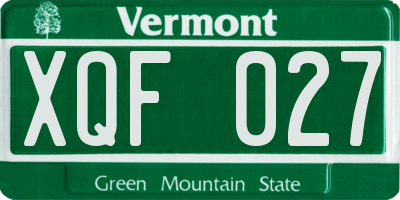 VT license plate XQF027