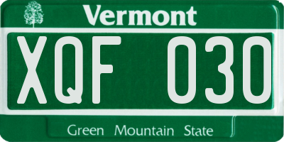 VT license plate XQF030