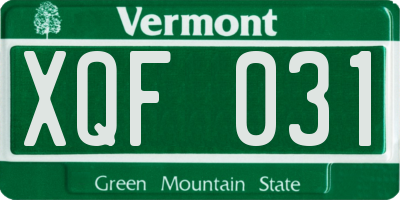 VT license plate XQF031