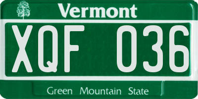 VT license plate XQF036