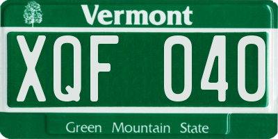 VT license plate XQF040