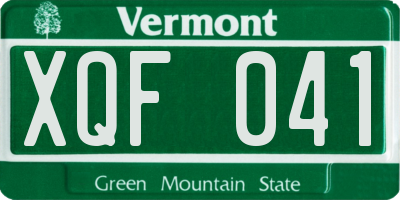 VT license plate XQF041