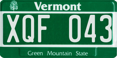 VT license plate XQF043