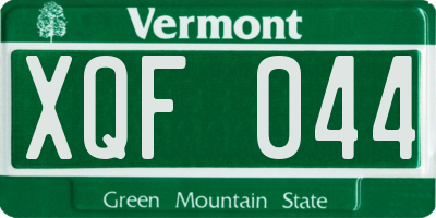 VT license plate XQF044