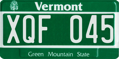 VT license plate XQF045