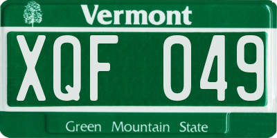 VT license plate XQF049