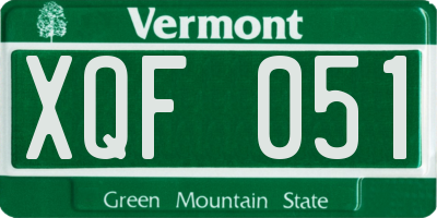 VT license plate XQF051