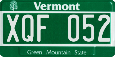 VT license plate XQF052