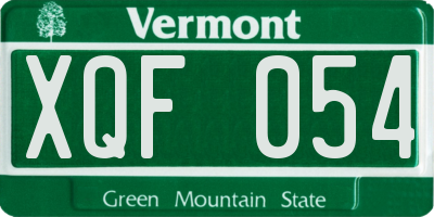 VT license plate XQF054