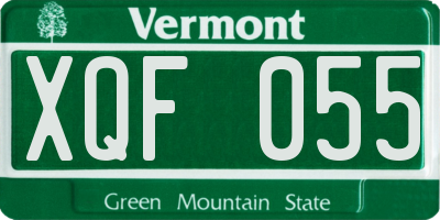 VT license plate XQF055