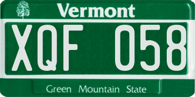 VT license plate XQF058