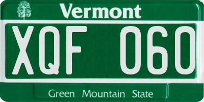 VT license plate XQF060