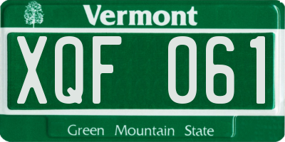 VT license plate XQF061