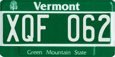 VT license plate XQF062