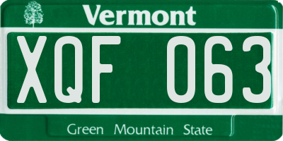 VT license plate XQF063