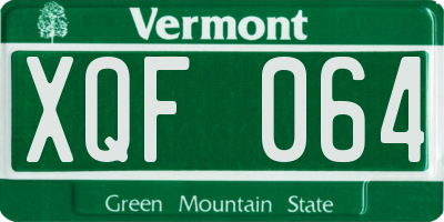 VT license plate XQF064