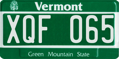 VT license plate XQF065