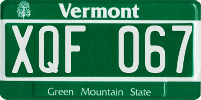 VT license plate XQF067