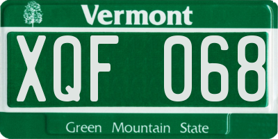 VT license plate XQF068