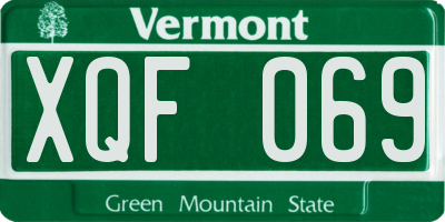 VT license plate XQF069