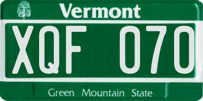 VT license plate XQF070