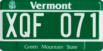 VT license plate XQF071