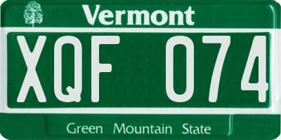VT license plate XQF074