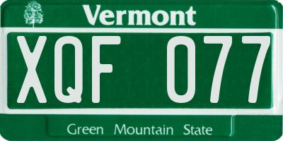 VT license plate XQF077