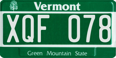 VT license plate XQF078