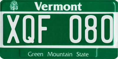 VT license plate XQF080