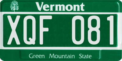 VT license plate XQF081