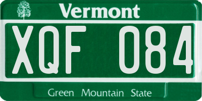 VT license plate XQF084