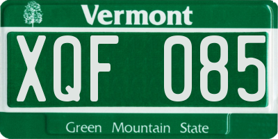 VT license plate XQF085
