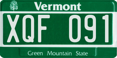 VT license plate XQF091