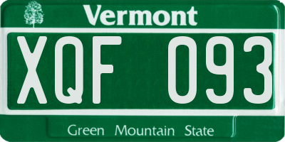 VT license plate XQF093