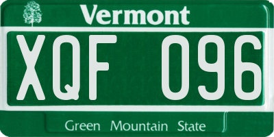 VT license plate XQF096