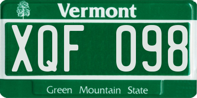VT license plate XQF098